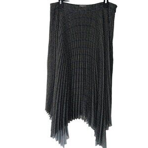 Grey Jason Wu Accordion Midi Skirt Womens Size 10 Lined Side Zipper Green Black